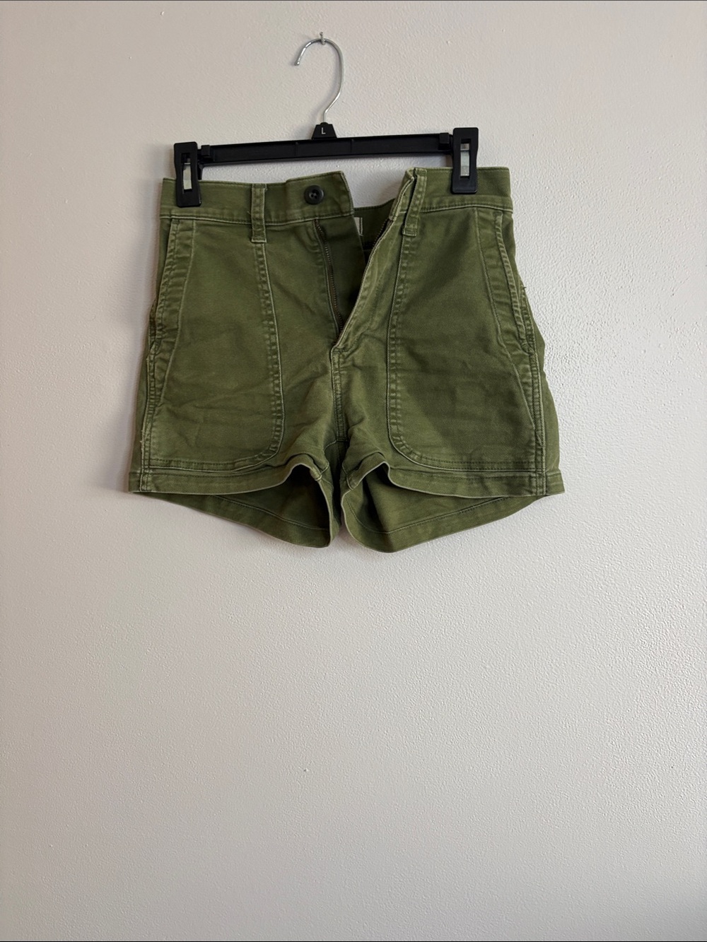 Madewell High-Rise Olive Green Utility Shorts